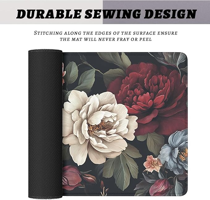 Vintage Roses Desk Mat Vintage Romantic Floral Botanical XL Mouse Pad Large Mousepad Extended Laptop Keyboard Mat Gaming Desk Pad Mouse Mat 31.5"x11.8"