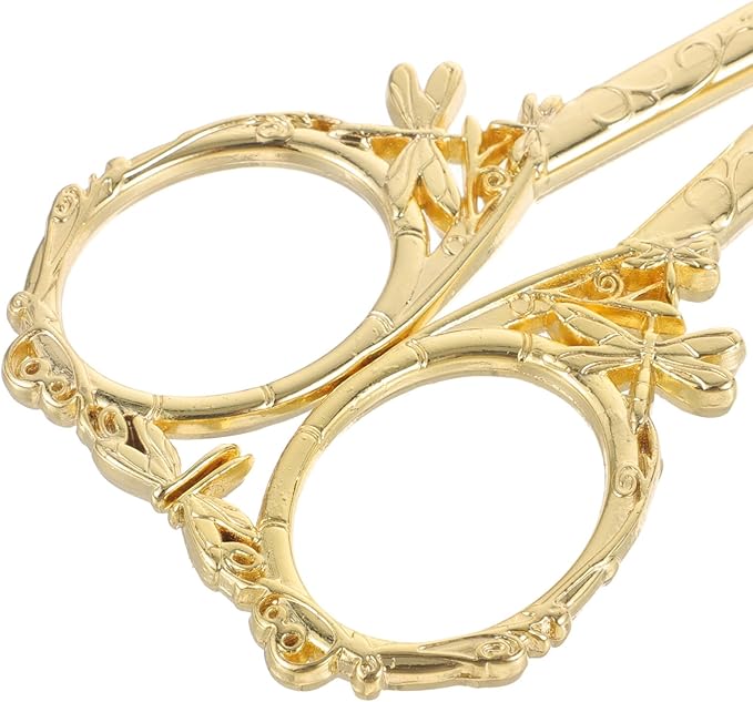 Vintage Gold Stainless Steel Embroidery Scissors with Ergonomic Handle for Precise Cutting of Thread Ribbon Lightweight Household Sewing Tool for Cross Stitch DIY Office and Craft