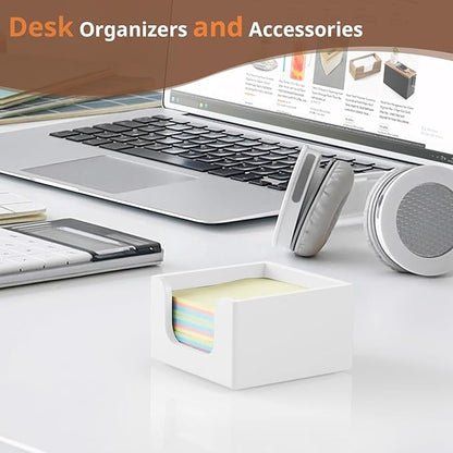 Sticky Note Holder, Post It Note Dispenser for Office Desk Accessories, Self Stick Note Pad Holder, Memo Pad Holder Dispenser Organizer for School Office Desk Supplies, White
