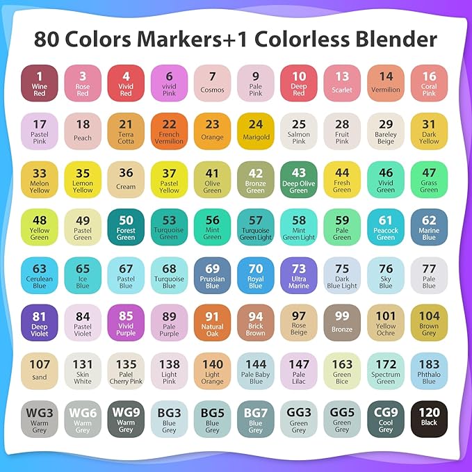 Alcohol Markers Set 80 Colors, Art Markers for Adult Coloring Dual Tip Permanent for Drawing Sketching, Alcohol Based Markers with Case Perfect for Adult Artists Students Gift
