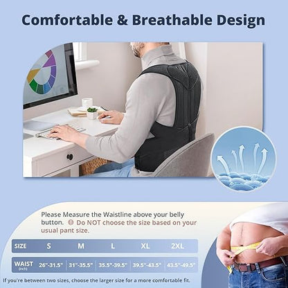 Fitsupport Back Brace Posture Corrector for Women and Men Back Lumbar Support Shoulder Posture Support for Improve Posture Provide and Back Pain Relief Large(Pack of 1)