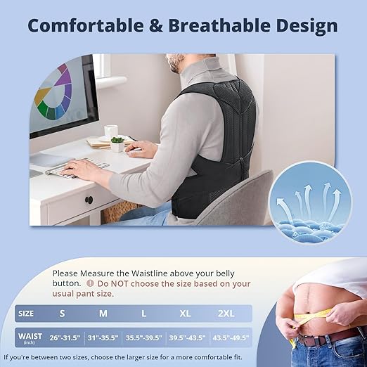 Fitsupport Back Brace Posture Corrector for Women and Men Back Lumbar Support Shoulder Posture Support for Improve Posture Provide and Back Pain Relief XXLarge(Pack of 1)