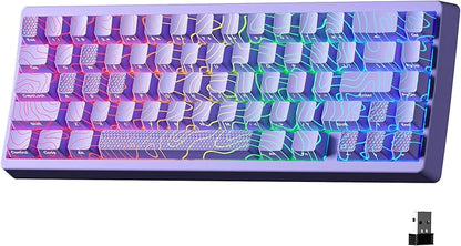 HITIME x XVX M67 60% Percent Keyboard Wireless, QMK/VIA Topographic Gaming Keyboard, Tri-Mode Thocky Creamy Mechanical Key Board, Hot Swappable Mount RGB IMD Tech for Win/Mac, Purple