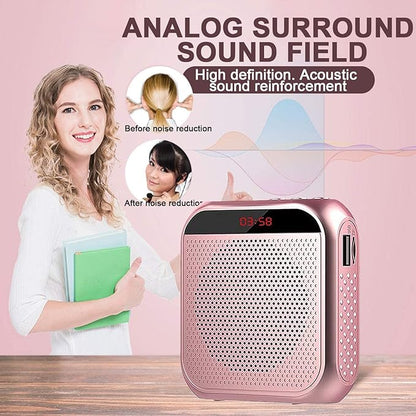 Portable Voice Amplifier for Teachers,Rechargeable Portable Microphone with Speaker,Wired Microphone,Pa System for Outdoors, Teaching, Meeting, Tour Guide, Yoga(5PCS,Rose Gold)