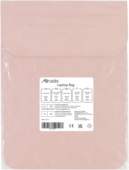 Allinside 13 inch Laptop Sleeve Case for MacBook Air 13 2018-2025/MacBook Pro 13 2016-2022, Waterproof PU Leather Laptop Sleeve Bag Protective Vertical Case Cover, Pink