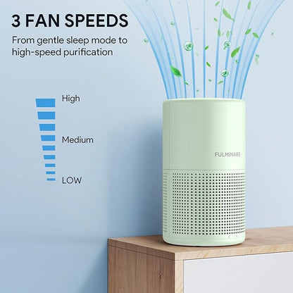FULMINARE Air Purifiers for Bedroom H13 True HEPA Air Filter, Quiet Air Cleaner With Night Light, Portable Small Air Purifier for Home, Office, Living Room (Green)