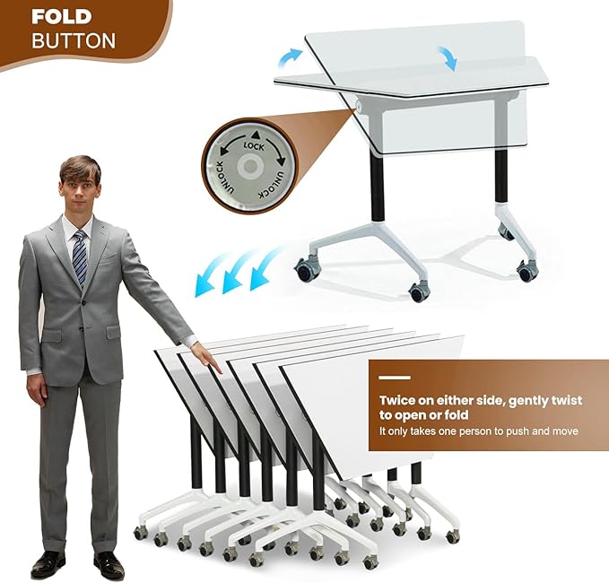 Conference Table Foldable Conference Table,Conference Rooms Training Rooms Flip Top Mobile Training Table,Rolling Meeting Table with Caster Wheels,Modern Seminar Tables for Office,Meeting Room(8)