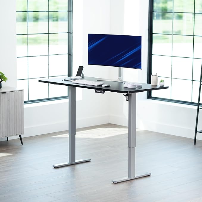 VIVO Electric 60 x 30 in Standing Desk, Memory Height Adjustment, 1B Series, Black Top Gray Frame, DESK-KIT-1G6B-30