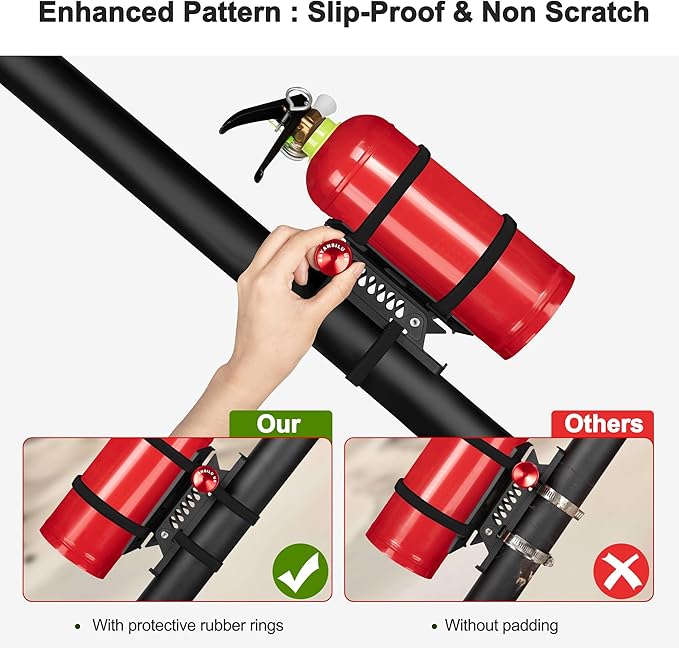 Quick Release Fire Extinguisher Mount – UTV Fire Extinguisher with Mount Kit for Jeep, ATV, Truck – Adjustable Fire Extinguisher Bracket & Holder for Roll Bars – Boat & Vehicle Compatible.