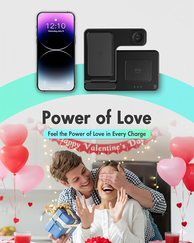 Wireless Charger iPhone Charging Station: 3 in 1 Charger Stand Multiple Devices for Apple - iPhone 17 16e 16 15 14 Pro Max 13 12 11 - Watch 11 10 9 8 7 6 5 4 3 2 SE and Ultra Series - Airpods 4 3 Pro