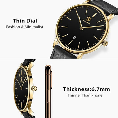 BEN NEVIS Watch, Mens Watch, Minimalist Fashion Simple Wrist Watch Analog Date with Leather Strap