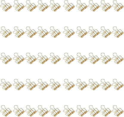 Clips 32mm Metal, 50 Pieces Strong Clamping Force, Hollow Design, Bronze - Assorted Sizes, Medium Shaped Paper Clips, Cute Office and School Supplies (Gold)