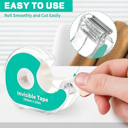 Invisible Clear Tape Bulk with Dispenser,12 Pack Transparent Tapes Frosted Writable, Bulk Tape Rolls 7/10 X 1000 Inches School Home Office Supplies for Gift Paper Wrapping, Art Craft, Labeling