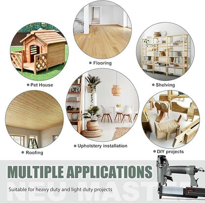 NEU Master Pneumatic Brad Nailer, 2 in 1 Nail Gun Staple Gun Fires 18 Gauge 2 Inch Brad Nails and Crown 1-5/8 inch Staples with Carrying Case and Safety Glasses(Used with Air Compressor)