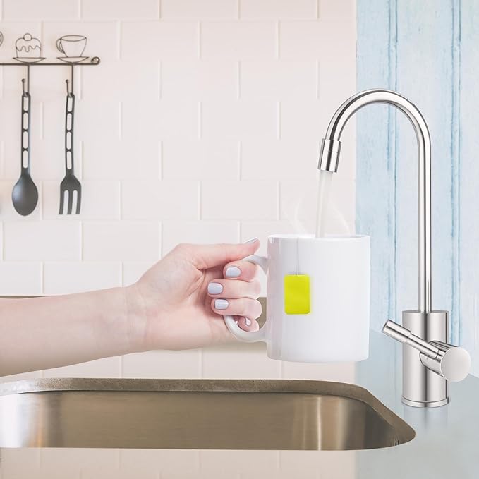 Ready Hot Compact Instant Hot Water Dispenser, Stainless Steel Tank, Wall Mounted, Adjustable Temperature Control, Includes Hot and Cold Dual-Lever Faucet with Brushed Nickel Finish, 41-RH-150-F560-BN