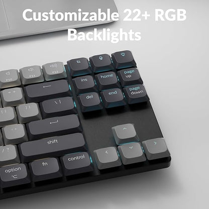 Keychron K1 Version 6 QMK Low Profile Mechanical Keyboard TKL, Bluetooth 5.2 Wireless/Wired Connection Programmable Keys, RGB Backlit with Shine-Through Keycaps for Mac Windows Linux