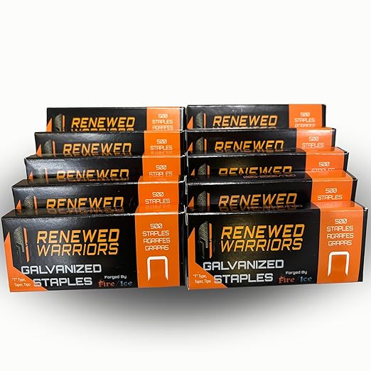 T50 Galvanized Staples – Heavy Duty 3/8" Crown, 1/2" Inch Leg Length – Fits All T50 Staple Guns – Forged in Fire & Ice (10) 500 Packs or 5000