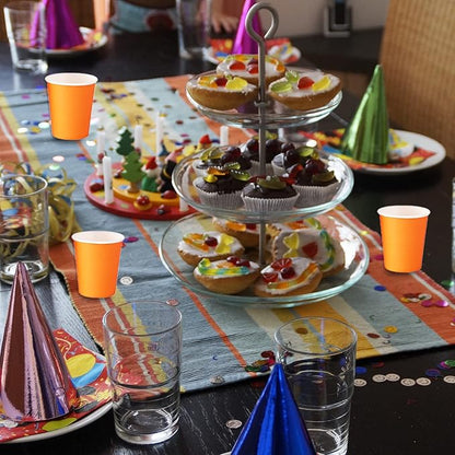 Disposable Paper Cups, 60pcs Orange Disposable Halloween Paper Cups For DIY Wedding Party Picnic BBQ Travel and Event 8OZ Halloween Party Cups(Orange)