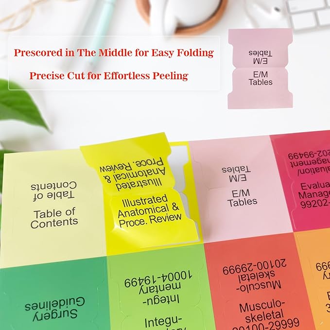 Index Tabs for AAPC Version HCPCS Level II 2025, Upgraded Complete Book Tabs Set (Book not Included), Color-Coded Tabs for Every Chapter with Code Ranges, Laminated & Waterproof & Repositionable