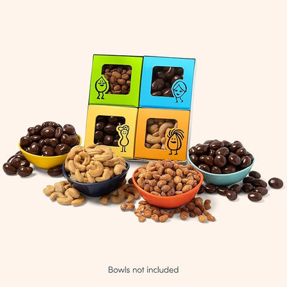 Nuts.com – Sweet and Salty Gift Tray for Fall, Thanksgiving and Festive Gifts — Healthy Snack Sampler Box, 1.25 Lbs of Roasted Cashews, Peanuts, Chocolate-Covered Raisins