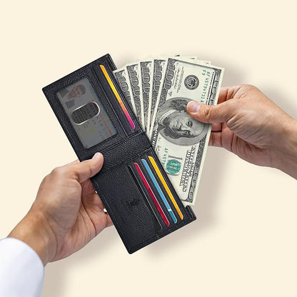 Oak Leathers Slim Leather Wallet for Men - RFID Wallets Credit Card Holder Ultra Thin Gift for Mens, Front Pocket Minimalist Design