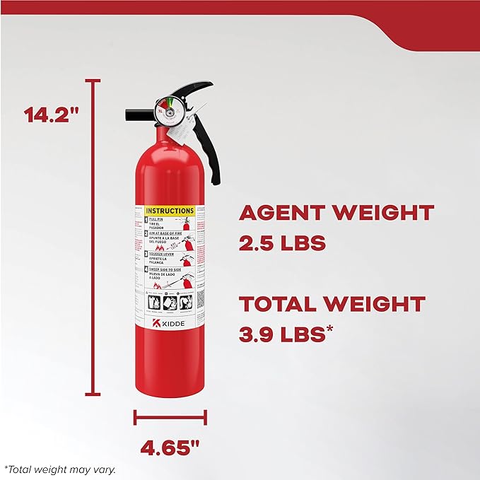 Kidde Multi Purpose Fire Extinguisher for Home, Office, Dorm, Residential, 1A10BC, 2 Pack