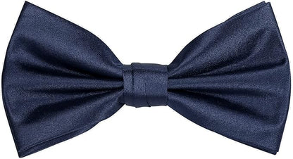 TIE G 5pcs Tie Set in WHITE OR BLACK GIFT BOX: Solid Color Necktie, Satin Bow Tie, Pocket Square, Lapel, Cuff Links