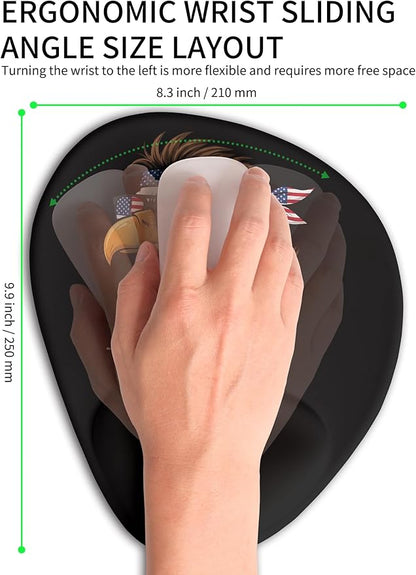 Palm-Rest and Wrist-Hugging Mouse Pad Wrist Rest, Ergonomic Wrist Support with Curve Fitting Cushioned Memory Foam for Carpal Tunnel Pain Relief, 9.9 x 8.3 Inch, DILF