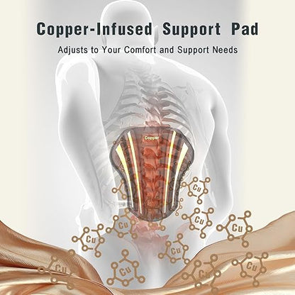 Copper Back Brace - Relief from Lower Back Pain, Unique SVA System for Proper Posture, Enhanced Ergonomic Pad with 10X Compression Support, Breathable and Comfortable Fit for Men and Women