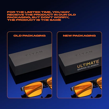 Titan Gaming Glasses, Anti Blue Light Glasses Men, UV400 Protection Blue Light Blocking Glasses for Computer Eye Strain