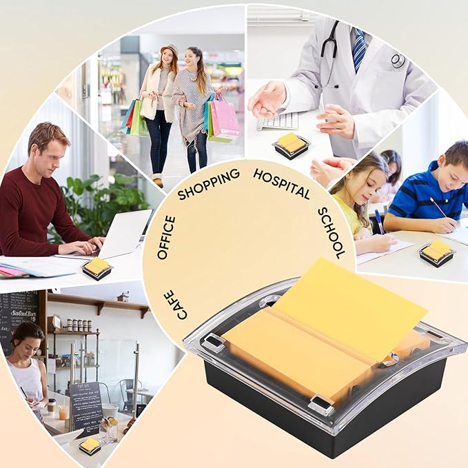 1 Pcs Pop Up Note Dispenser，Sticky Note Holder ，3 x 3 Inch，Clear Top and Black Base Sticky Notes Dispenser for School Office Home Store Classroom Desk Supplies (1)