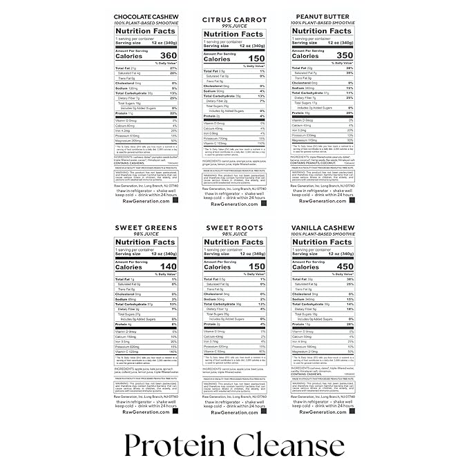 Raw Generation Protein Cleanse – 3-Day Juice & Smoothie Cleanse for Weight Loss, Lean Muscle, Reduced Bloating & Increased Energy – 18 Bottles to Support Workouts and Reset Your Diet