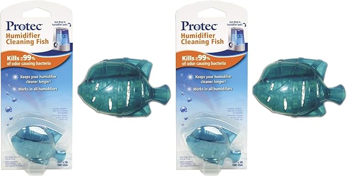 Protec Humidifier Cleaning Fish, Tank Cleaner, Fights Slime & Odor, Lasts 30 Days, 1 Count, Color May Vary (Pack of 2)