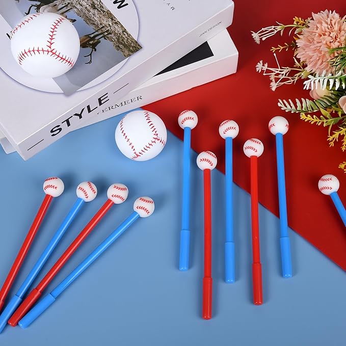 LiYiQ 25 Pcs Baseball Cartoon Cute Fun Pens for Kids Kawaii Baseball Shape Gel Black Ink Pen Cute Baseball Pens for School Office Home Student Kids Present