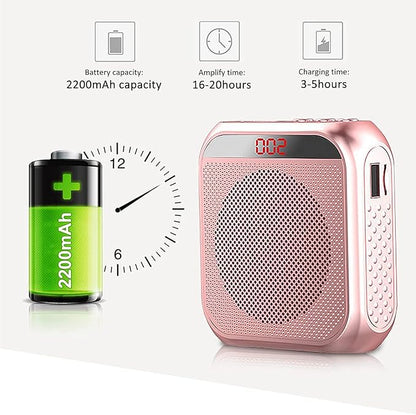 Portable Voice Amplifier for Teachers,Rechargeable Portable Microphone with Speaker,Wired Microphone,Pa System for Outdoors, Teaching, Meeting, Tour Guide, Yoga(5PCS,Rose Gold)