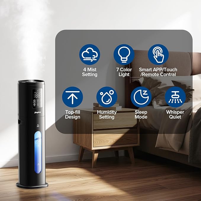 Humidifiers for Bedroom Large Room, 7L/1.85Gal Quiet Humidifiers with 350ML/H Large Mist Speed,Smart App & Remote Control, Cool Mist Humidifier for Baby & Home