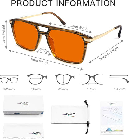 WAVE Blue Light Blocking Glasses,Gaming Glasses with Metal Frames,Computer Glasses for Eye Strain,Anti Glare