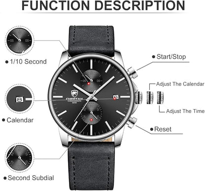 GOLDEN HOUR Mens Watch Fashion Sleek Minimalist Quartz Analog Mesh Stainless Steel Waterproof Chronograph Watches for Men with Auto Date