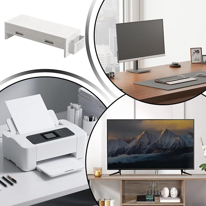 Monitor - Desk for Monitor Setup, Adjustable Design Easy Assembly Stable Function, Organizer Tool, Computer Accessory for Home Office Study Bedroom Room 5 Inch
