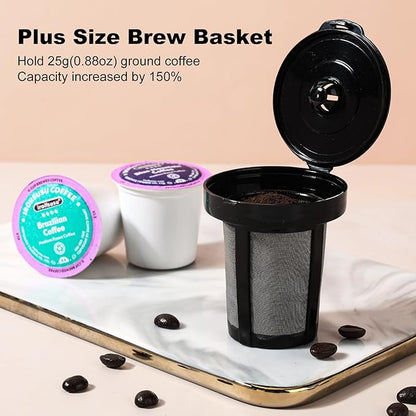 K Cup Coffee Maker, Single Serve coffee machine or Ground Coffee Machine 2 in 1, 6 to 14 Oz Brew Sizes, Mini One Cup Coffee Maker with Self cleaning Function, Fits Travel Mug (Black)
