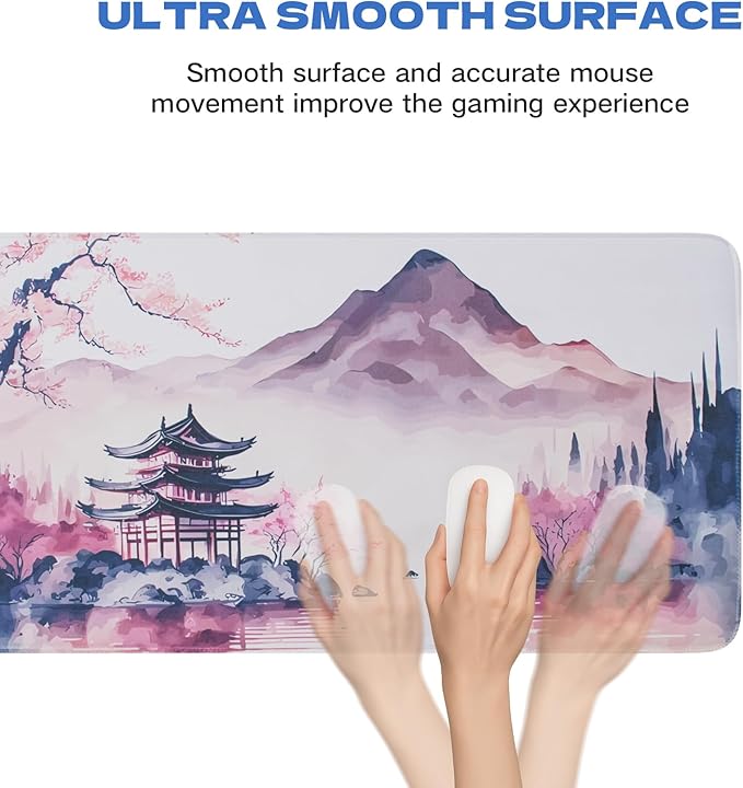 Large Mouse Pad, Japanese Desk Mat Extended Non-Slip Keyboard Mouse Pad Waterproof Office Desk Pad 23.6" x 11.8" Anime Mousepads Desktop Protector for Office and Home, Pink