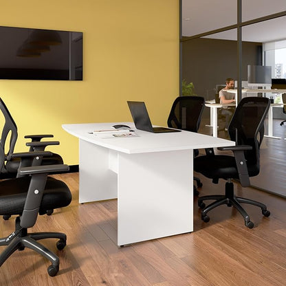 Bush Business Furniture 72-inch Office Conference Table with Wood Base, Boardroom Meeting Space for 6 Users, White