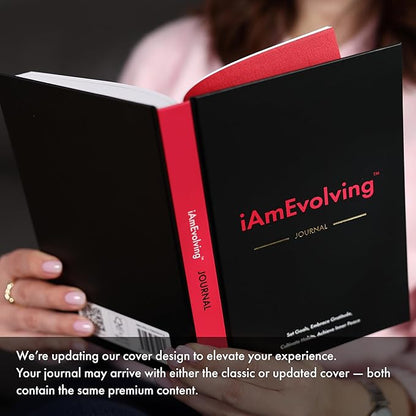 iAmEvolving Journal – Guided Gratitude & Goal Planner with Habit Tracker, Mindfulness Prompts & Daily Reflection | Undated 6-Month Self-Care & Wellness Notebook for Personal Growth (Black Cover)