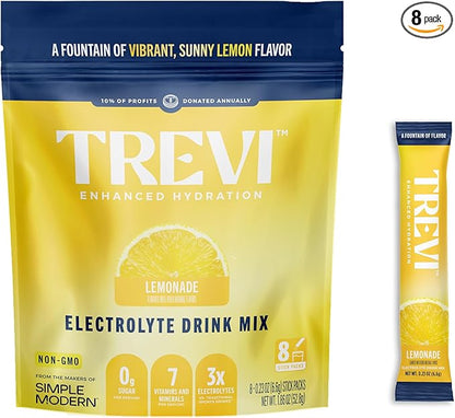 TREVI™ Sugar Free Electrolytes - Drink Mix Hydration Powder Packets - 8 Count - Lemonade