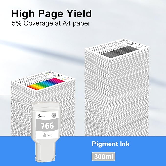766 Ink Cartridge Gray P2V93A 766 GY DYE Ink Replacement for 766 Ink Cartridge for DesignJet XL 3600 3600dr Series Printer Ink 1-Pack 300ml