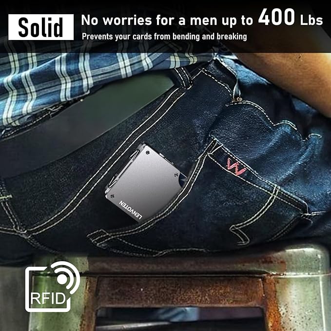 Upgraded Hinged Minimalist Wallet for Men | Slim Metal RFID Blocking Wallet | Credit Card Holder & Money Clip Holds 20 Cards | Premium Scratch-Resistant Finish | Ideal Gift for Men