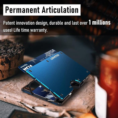Upgraded Hinged Minimalist Wallet for Men | Slim Metal RFID Blocking Wallet | Credit Card Holder & Money Clip Holds 20 Cards | Premium Scratch-Resistant Finish | Ideal Gift for Men