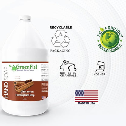 GreenFist Foaming Hand Soap Refills Cinnamon Scent Jug Foam Refill Made in USA, 128 ounce (1 Gallon)