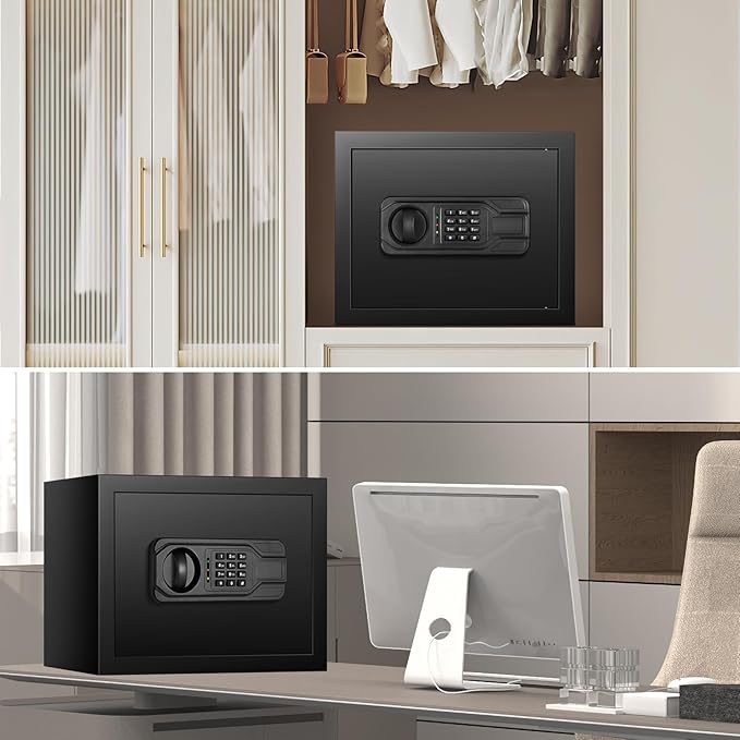 1.2 Cu ft Fireproof Safe Box for Home Use, Fire Safe with Keypad and Removable Shelf, Digital Security Safes with Combination Lock for Money Jewelry Medicine Documents