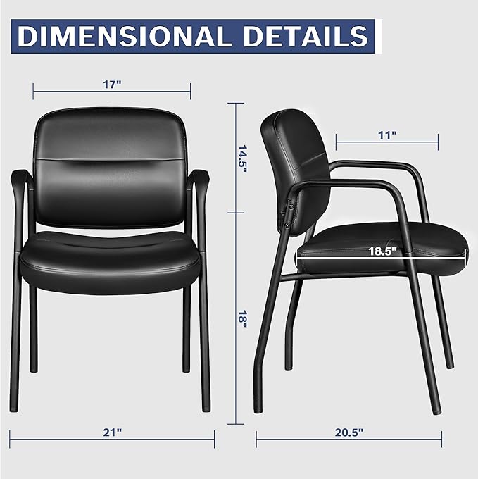 JUMMICO Office Guest Chair Reception Chair for Office Reception Lobby PU Leather Waiting Room Chair with Armrests Executive Office Chair Upholstered Set of 2